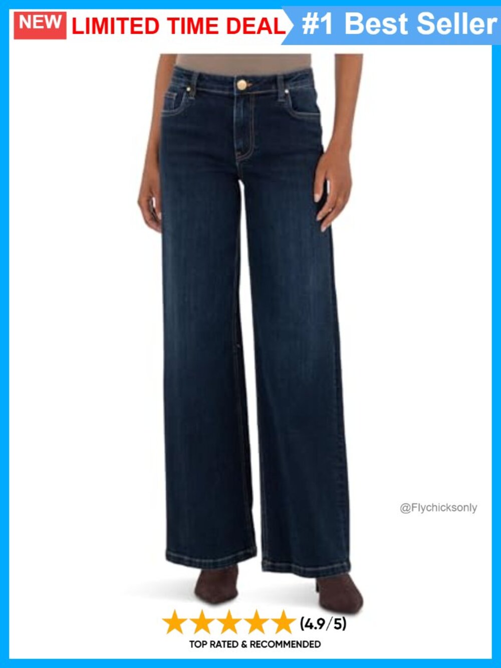 KUT from the Kloth High-Rise Wide Leg Jeans Clean Hem